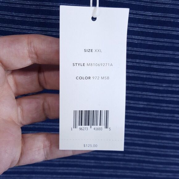 VINCE Shirt Mens XXL Blue Stripe Pullover Crew Short Sleeve Pima Cotton Tee $125 - Picture 3 of 6